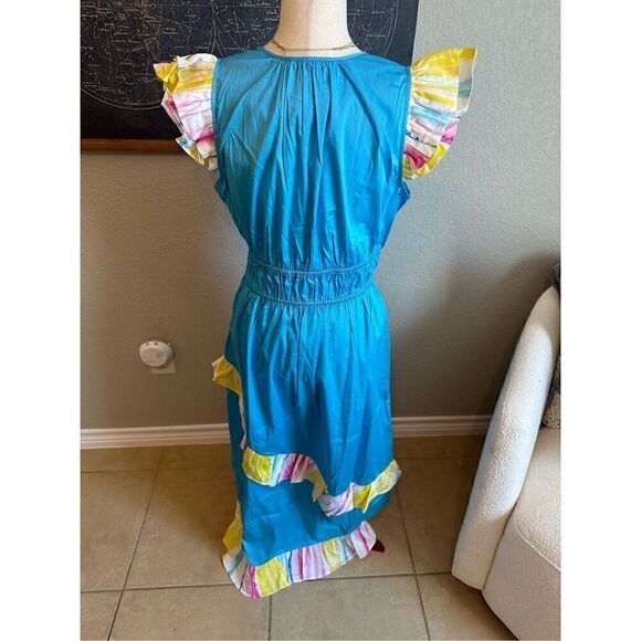 NWT Alden Adair Willow Maxi Ruffle V-Neck Hi-Low Ocean Dress Women’s Medium - Picture 12 of 12